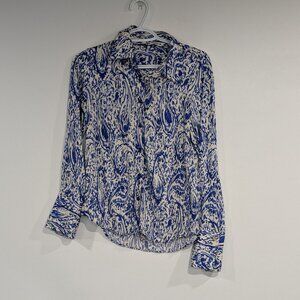 *3/$10* Zara Patterned Button Down Shirt Blue White Size Small
